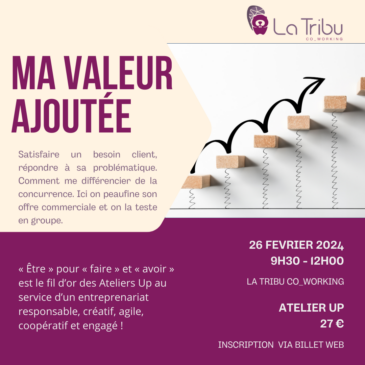 ATELIER UP – Ma valeur ajoutée – Lundi 26 février 2024